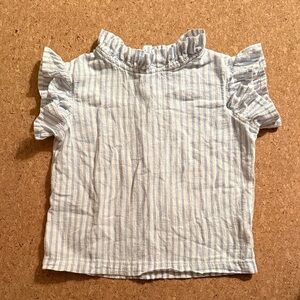 ✨ Mabo LouLou Blouse Flutter Sleeve in Pale Blue Stripe Gauze 2/3 years ✨